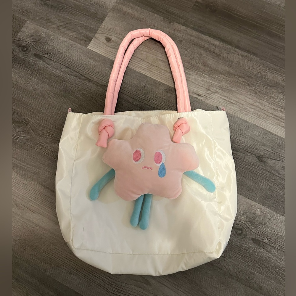 Cute Cloud Tote Bag with Pink Handles